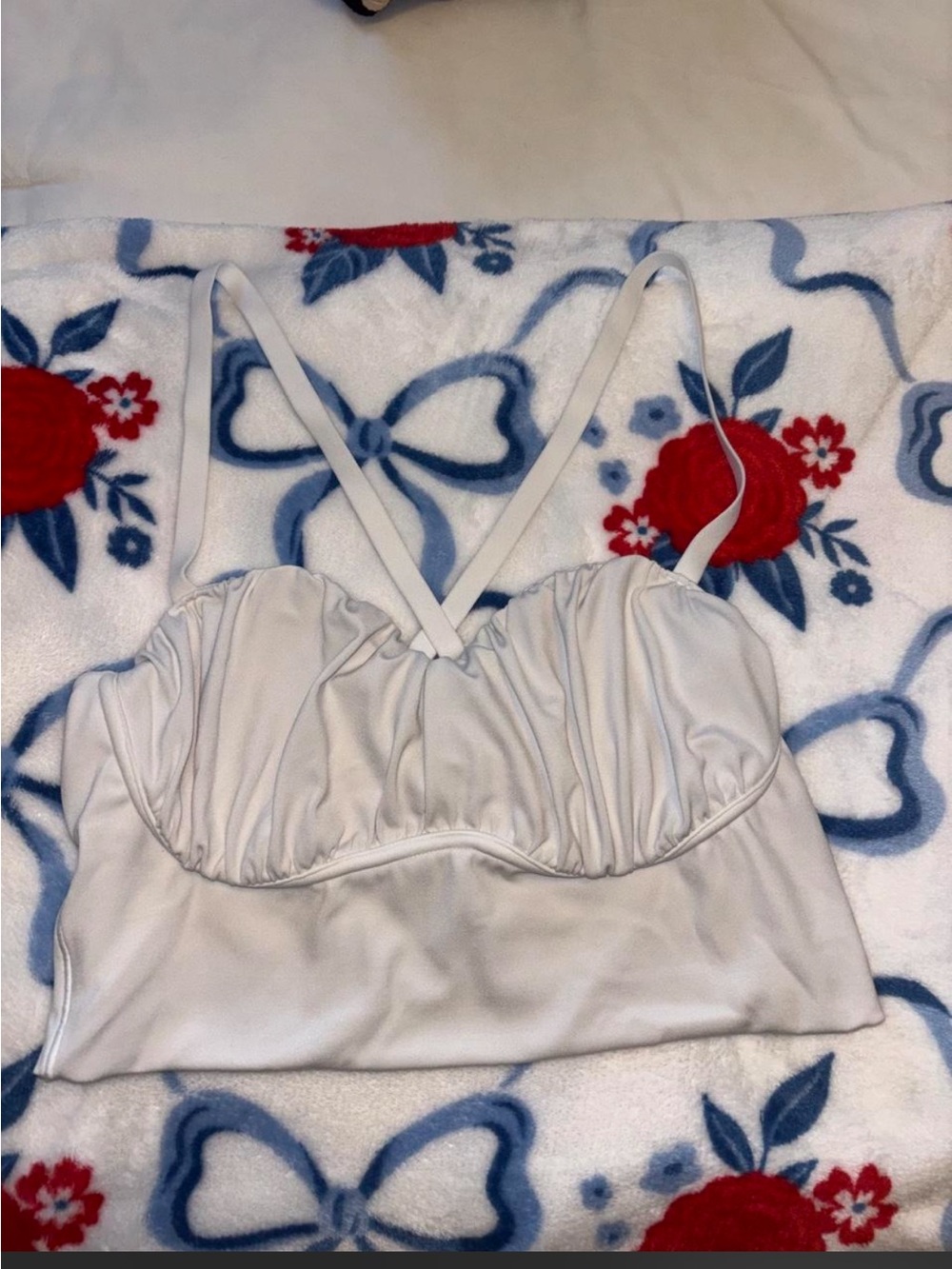 White Ruched Bralette Tank Top
